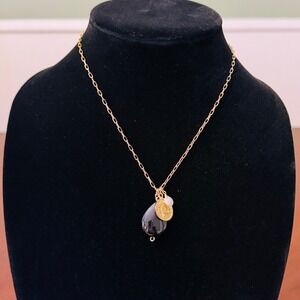 Mayamar 24K‎ Gold Necklace w/ Onyx, Coin & Pearl Pendant | Boho Luxe